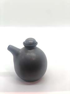 Tiny Circular Jug with Lid, Smooth Matte Charcoal Colour, Slightly Shimmery, Handmade