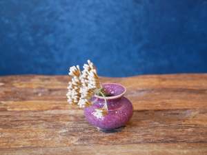 Hand-thrown Tiny Bud Vase / copper-purple kinyo glazed - P25