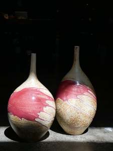 Copper Red: Long neck - Copper Red Splash Vase - IX