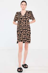 Plantation Shift T Dress - Beige Pop Palm