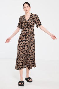 DRESS: Plantation Dress - Beige Pop Palm