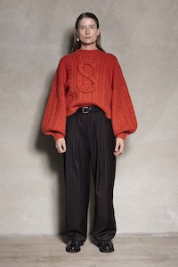 Cable S Jumper - Red fire chunky wool knit jumper