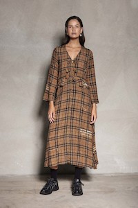 Bow Tie Dress - Full length V-neck flute sleeve dress