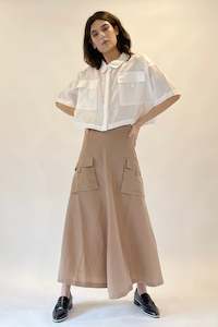 Ss2022 Earth Rising: ASTRA SKIRT - STONE SILK LINEN