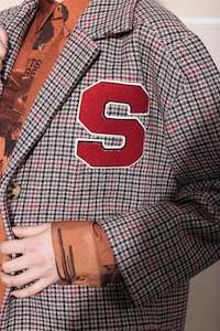 UFO WOOL COAT - GREY RED CHECK