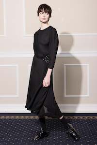 Aw2022 Neon Desert: SERENADE SATURN DRESS BLACK SILK