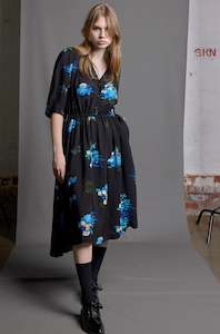 DON'T CRY DAHLIA DRESS - ELECTRIC BLUE PRINT