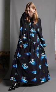 Electric Blue Pink Corsage: LOVE LIES BLEEDING DRESS - ELECTRIC BLUE PRINT