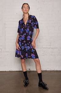 The Virtuous Poet: Heirloom mini dress - Violet bouquet floral print