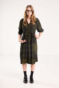 Aw2025 Significant Other: Boyfriend Dress - Forest Green Check