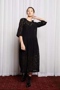 Dreamscape Sale: STORY LINE DRESS - BLACK EMBROIDERY LACE