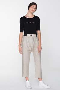 Ss2019 Syndicate: HUMANE PANT- NATURAL PINSTRIPE