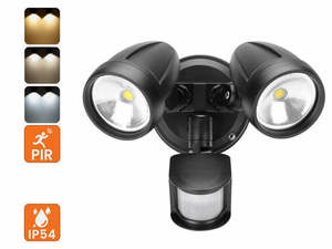 Wall Lights: 30W LED Security Light with Motion Sensor Outdoor Twin Spotlight Garage IP54