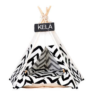 Cat: Pet Teepee Cat Tent Set with Cushion and Blackboard 50x50x60cm