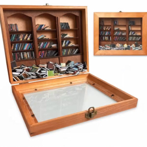All: Anxiety Bookshelf Miniature Display Shelf,Contains 200 Miniature Book Models