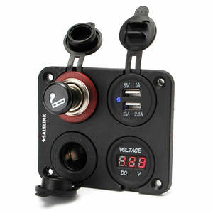 12V-24V Dual Car Cigarette Lighter Plug Socket Dual USB Port Charger Voltmeter