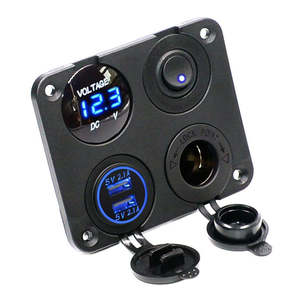 Car Panels And Sockets: 4 Way DC 12V-24V Car Cigarette Lighter Socket+Dual USB Charger Voltmeter Adapter