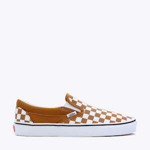 Shoes: CLASSIC SLIP-ON COLOR THEORY CHECKERBOARD GOLDEN BROWN