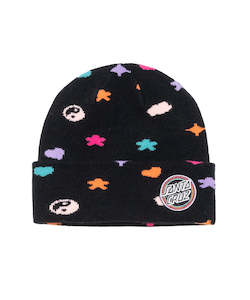 BOW DOT PATCH BEANIE - BLACK