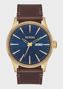 Watches: Sentry Leather - Polished Gold / Navy Sunray