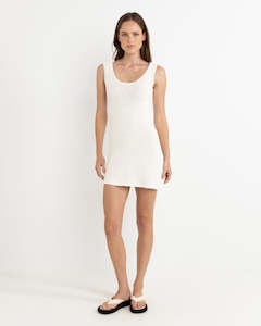 ADELE KNIT MINI DRESS - WHITE