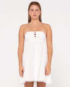 CAPRI LACE FRONT MINI DRESS - SNOW