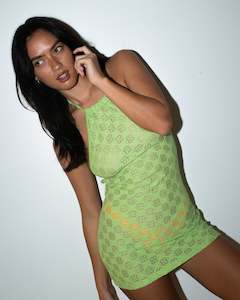 DYLAN HALTER MINI DRESS - LIME PUNCH
