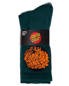 Socks: Skate Brain Dot Crew Sock 3 Pack - GRN-WHT-VINTAGE BLUE