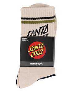 SC Link Stripe Crew Sock - NATURAL-NAVY-WHITE