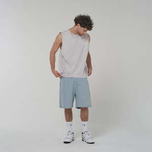Mens Tanks: Scripted Muscle Singlet - Light Grey