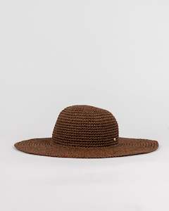 Sun Hats: ROMANCE STRAW HAT - CHOCOLATE