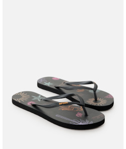 Jandals: MIXED BLOOM OPEN TOE - WASHED BLACK