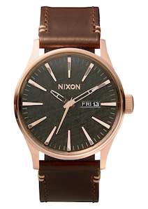 Mens Watches: Sentry Leather Rose Gold / Gunmetal / Brown