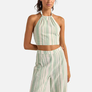 Dinero Stripe Halter Top-Green