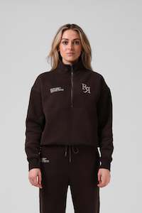 Rpm: W 1/4 Zip Sweater - Chocolate