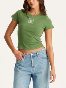 SUN SPIRAL STAPLE RIB TEE ELM GREEN