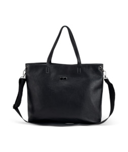 STRAPPED LAPTOP TOTE - BLACK