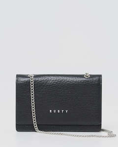 HONOUR LEATHER CHAIN BAG - BLACK