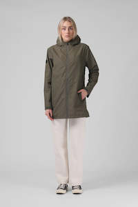 Womens Jackets: Rain Coat - Dark Olive