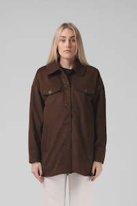 Womens Jackets: Brooklyn OS Shacket - Chocolate