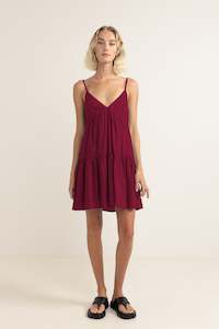 Womens: CLASSIC TIERED MINI DRESS - SANGRIA