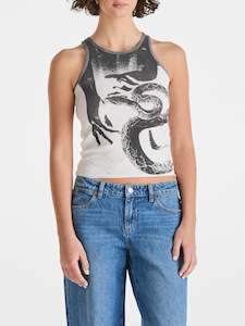 DARK MINDS LENNY TANK-WHITE/BLACK