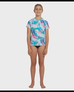 Rashvests: GIRLS BAHIA UV SS RASH TEE - 8G58 WVDY/WVDY
