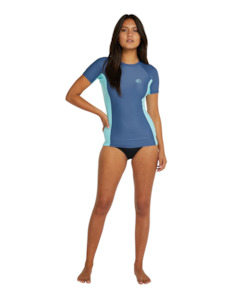 Rashvests: WMNS CLASSIC SS UV RASH VEST - 8G33 NVY/AQU