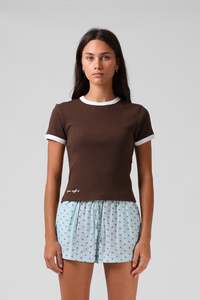 Ribbed Ringer Tee - Chocolate