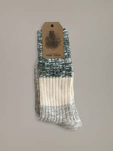 Socks: PORT SOCKS - GREEN/BEIGE/GREY