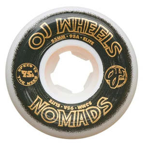 Wheels: 54MM ELITE WHITE NOMADS 95A OJ WHEELS