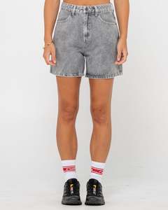 Womens Bottoms: CYPRUS HIGH DENIM SHORT-LONDON SUMMER