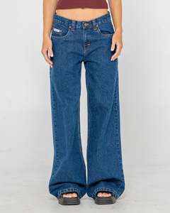 Womens: WENDY WIDE LOW RISE DENIM JEAN - DEEP SEA BLUE