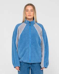 TWO TIDES ZIP THROUGH SHERPA FLEECE - BLUE / GREY